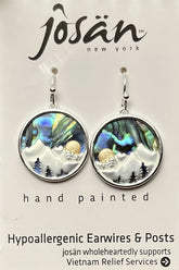 Sterling Silver Snowcapped Mountains & Aurora Sky Earrings